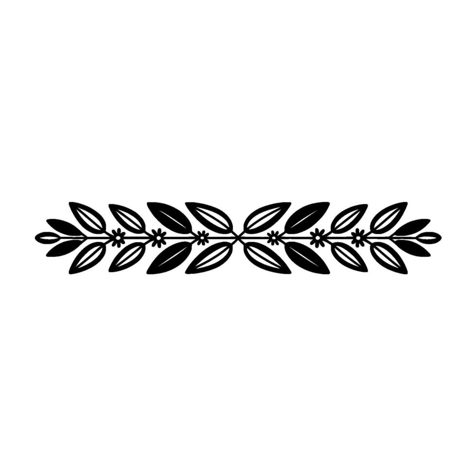 Elegant Black Leaf Floral Border, Illustration on White Background vector