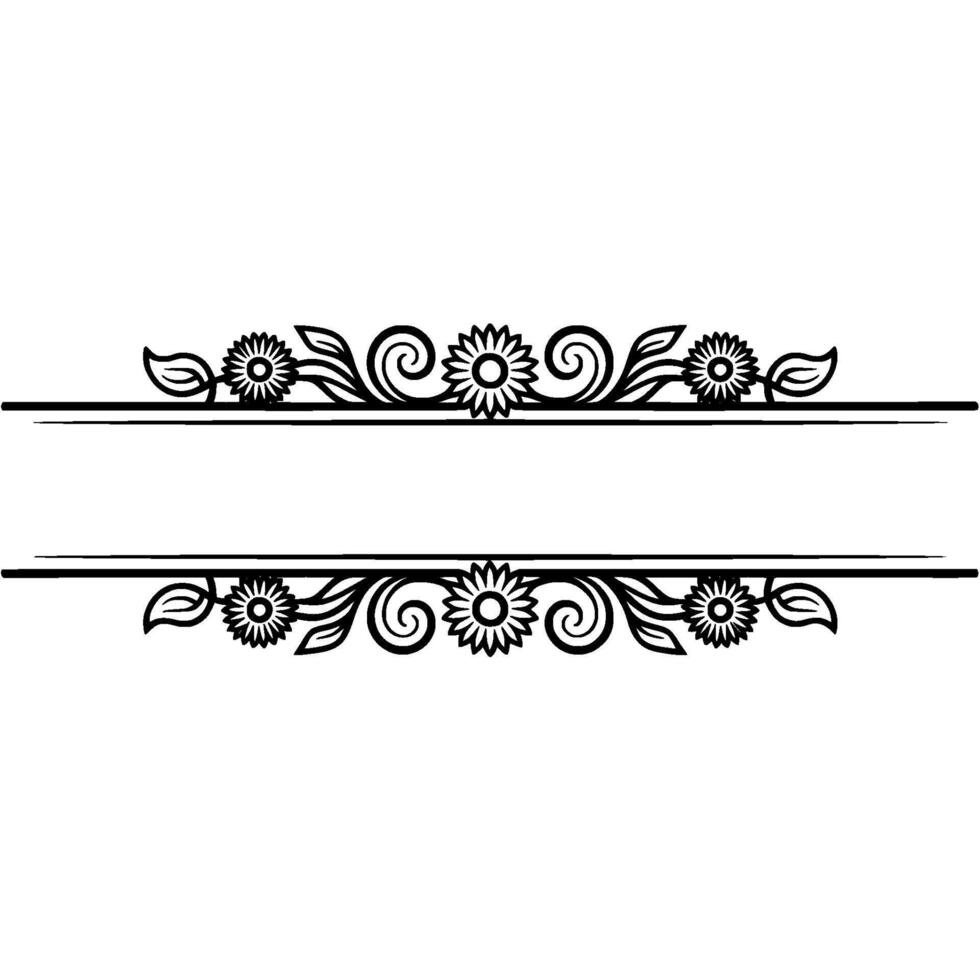 Floral Flourish Frame Elegant Black Cutout on White Background vector