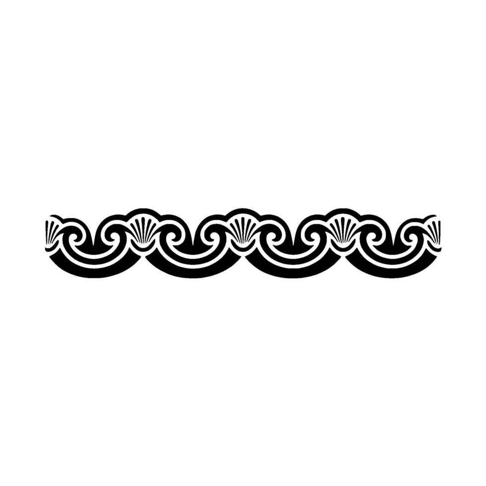 Black White Decorative Border with Shell and Swirl vector