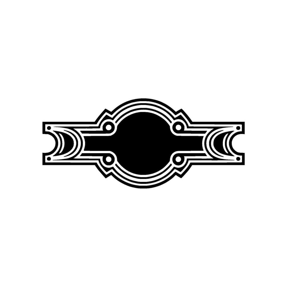 Art Deco Emblem, Black and White Decorative Label, Minimalist vector