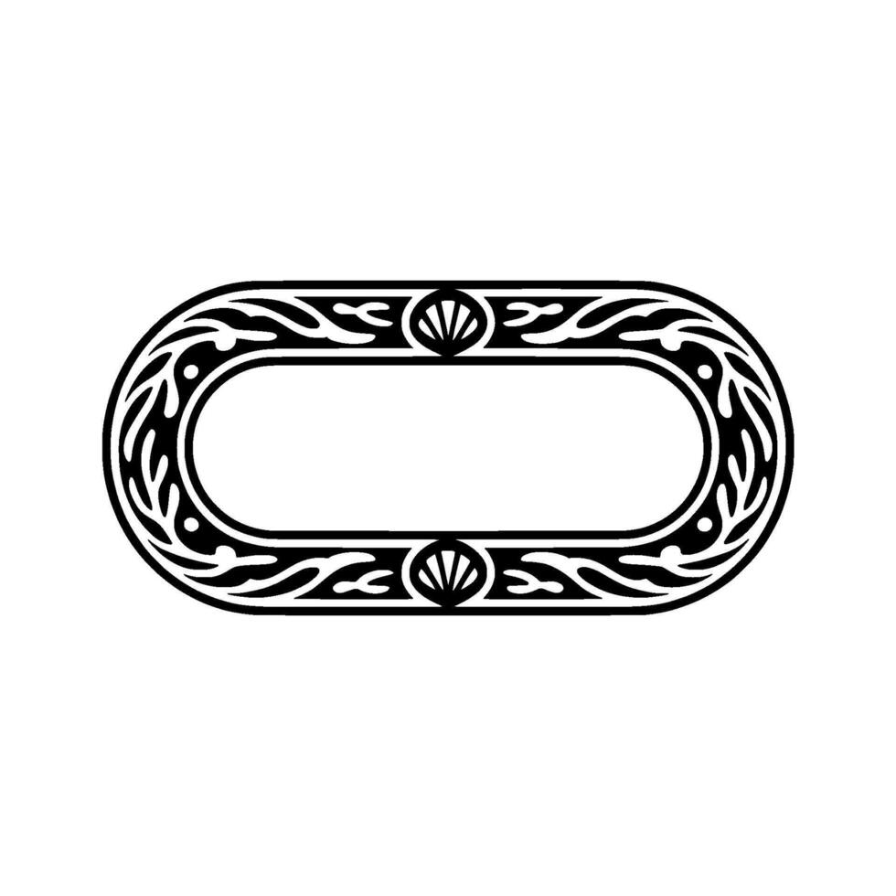 Decorative Black Oval Frame with Floral Elements vector
