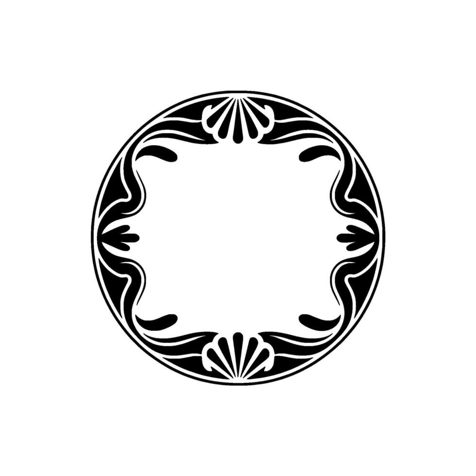 Art Nouveau Black Circle Frame on White - Elegant vector