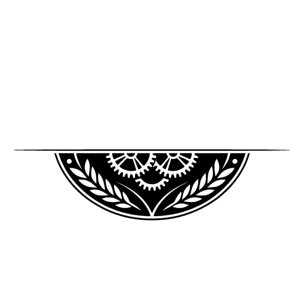 Elegant Steampunk Emblem Gears and Laurel, Minimalist vector