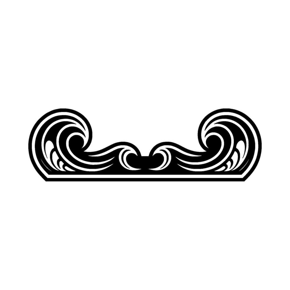 Abstract Wave Border Ornament, Black and White vector