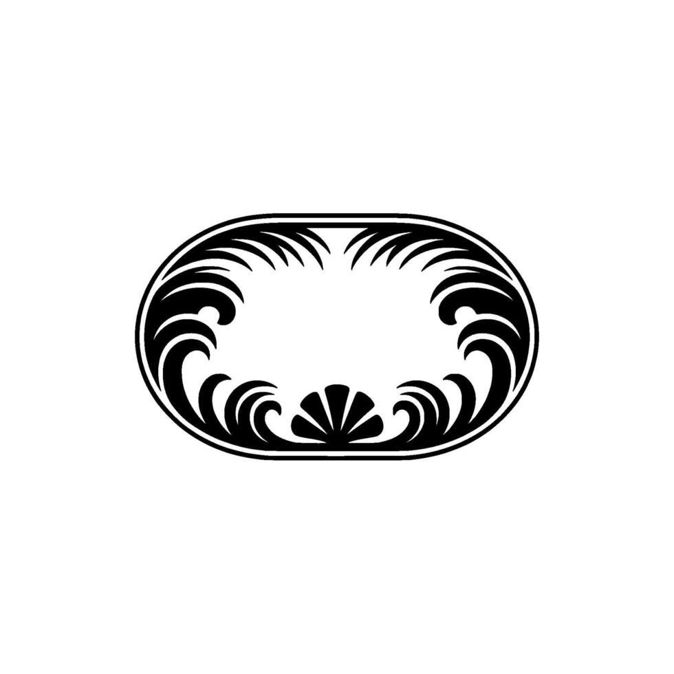 Ornate Oval Frame - Decorative Black White , Classic Style vector