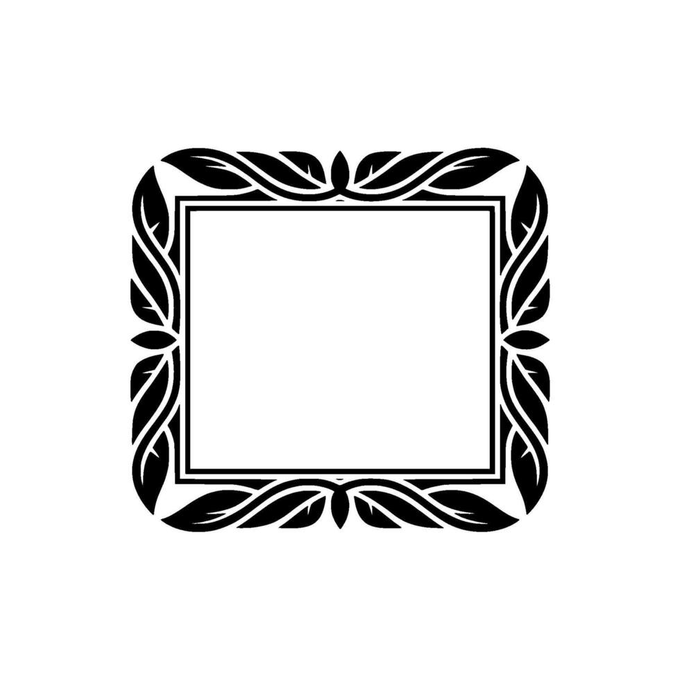 Elegant Botanical Frame Black and Gray Leaves on White Background vector