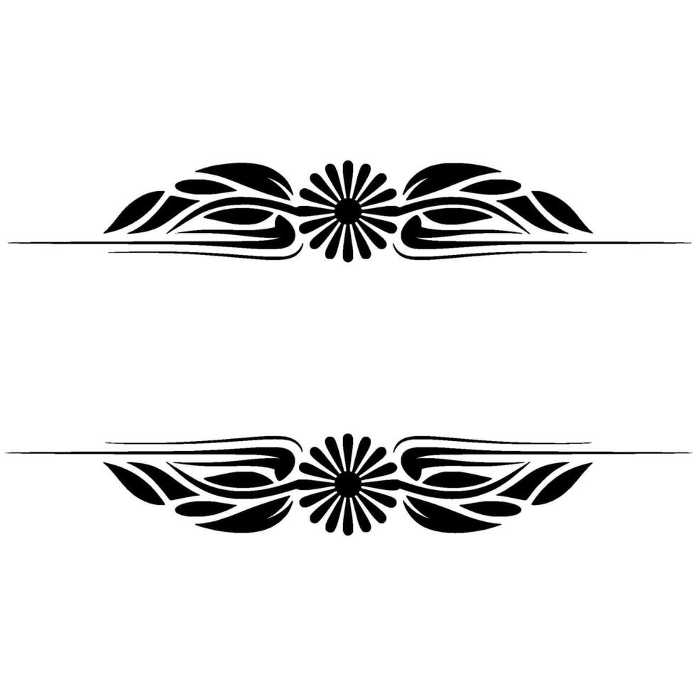 Floral Frame Elements Minimalist Black on White vector