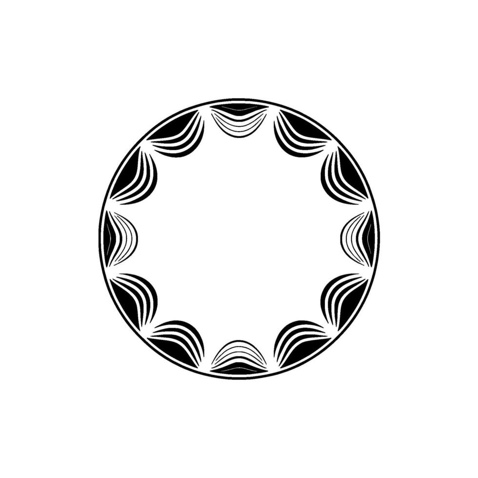 Minimalist Decorative Circle Ornament Black and White, Abstract vector