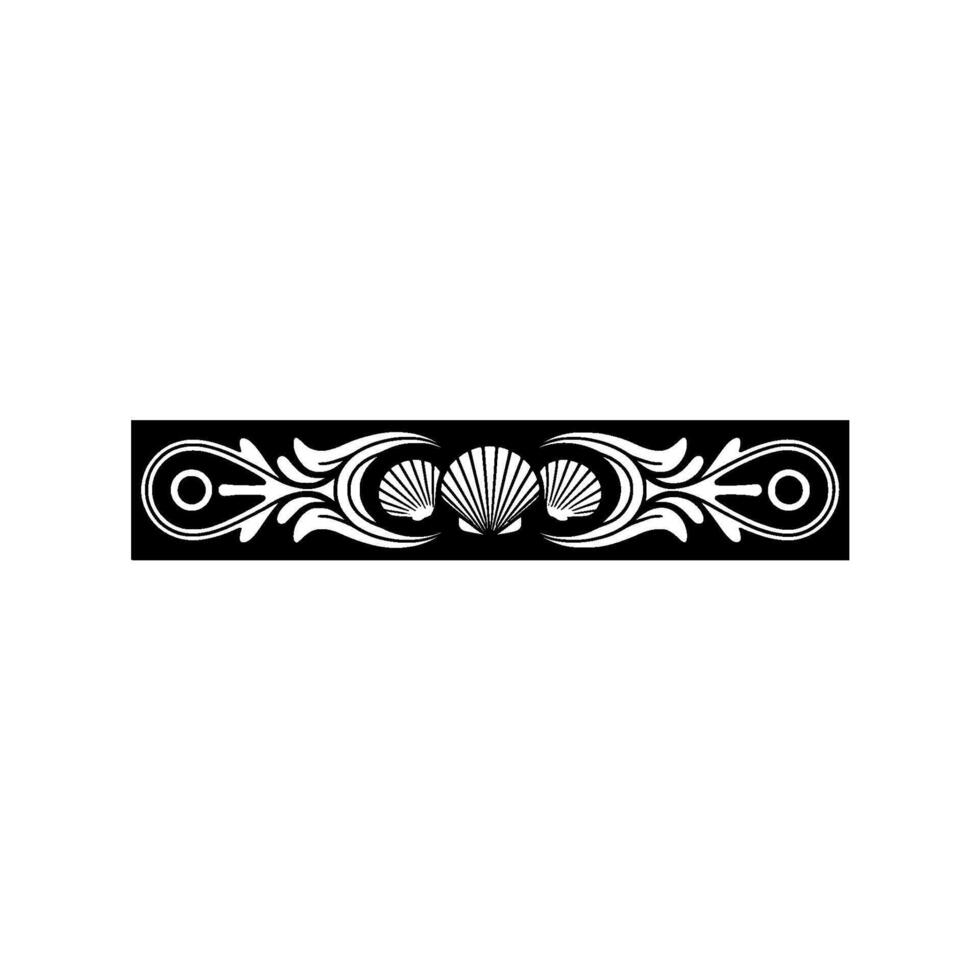 Elegant Sea Shell Decorative Element, Black and White, Illustration vector