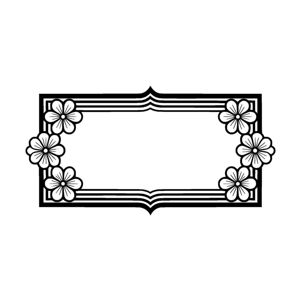 Floral Frame , Black White, Minimalist, Elegant vector
