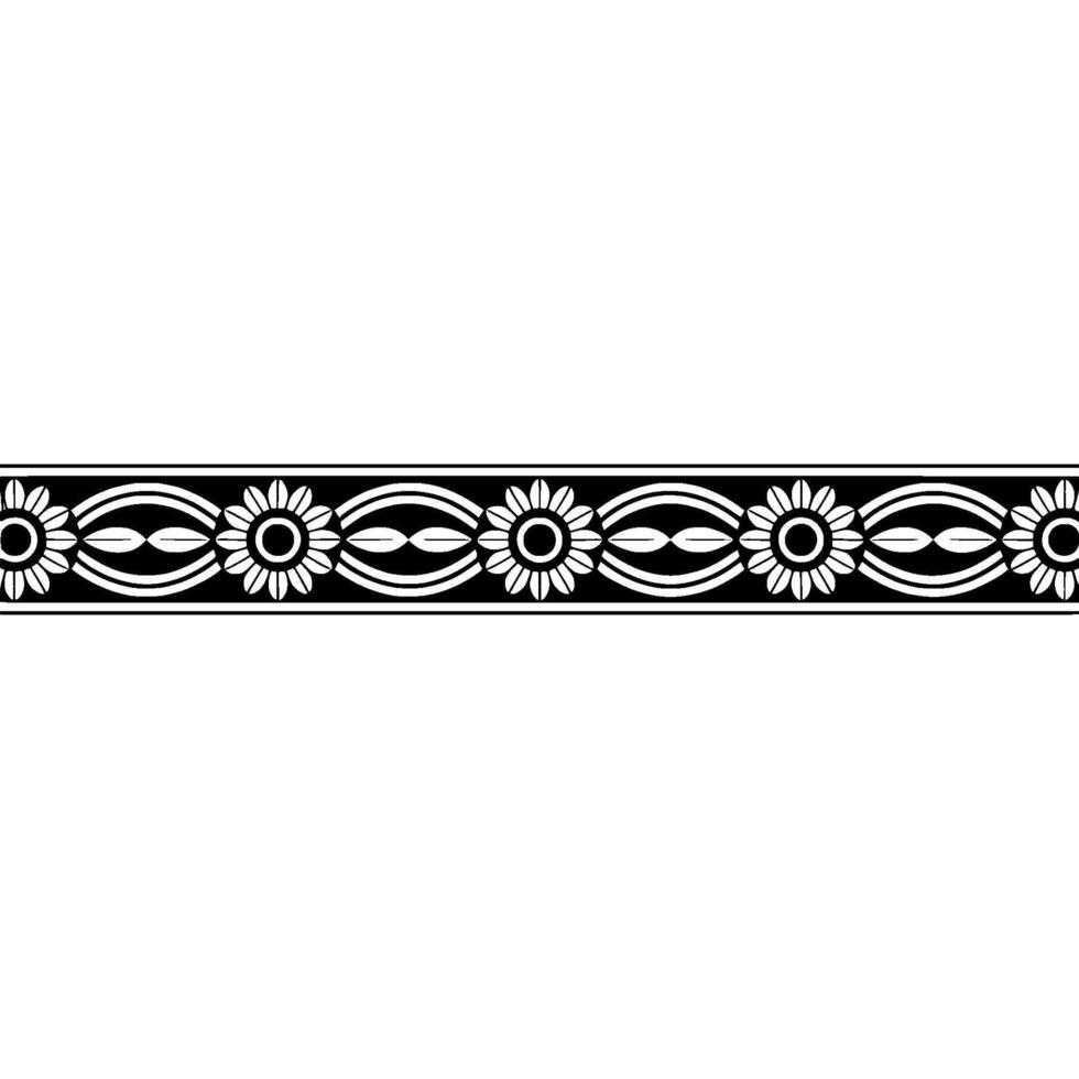Minimalist Floral Border Black and White Pattern for Decor vector