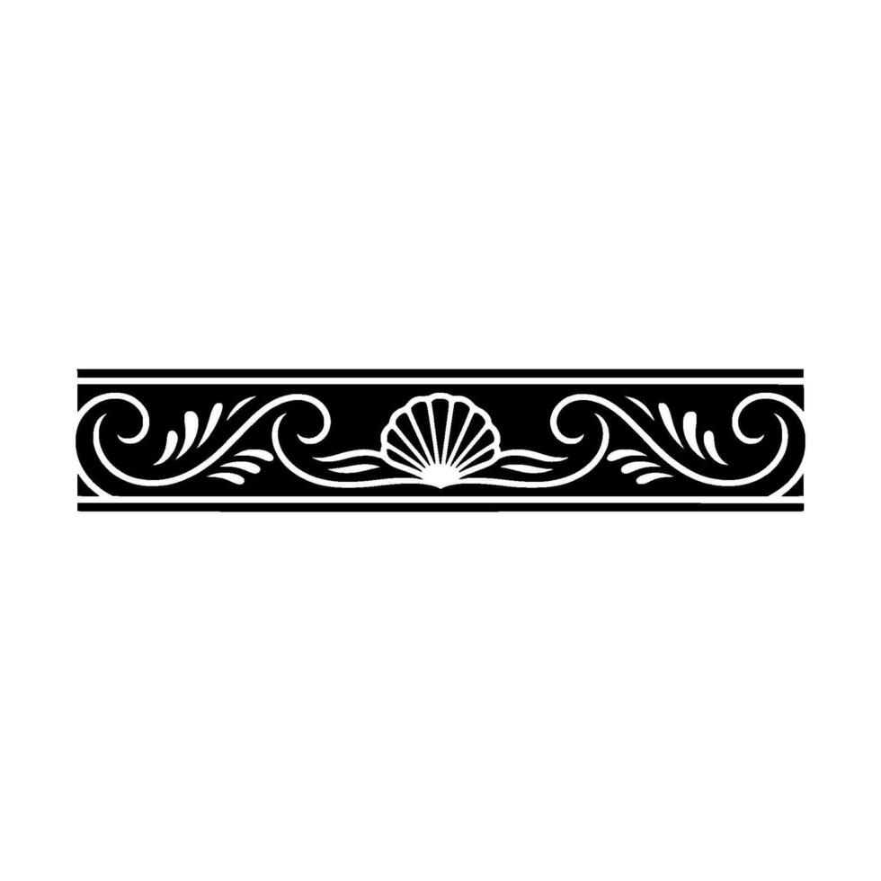 Decorative Seashell Border, Black and White Ornament vector