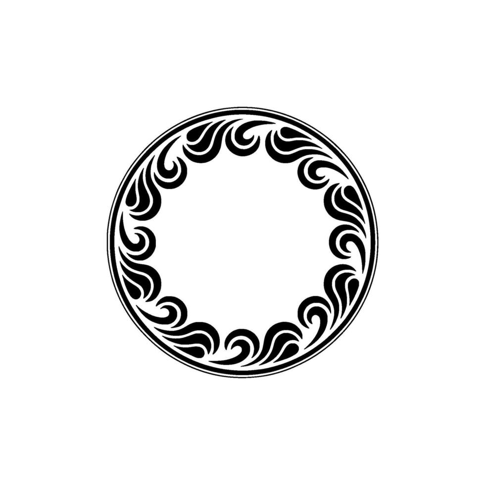 Elegant Black White Circular Floral Ornament vector