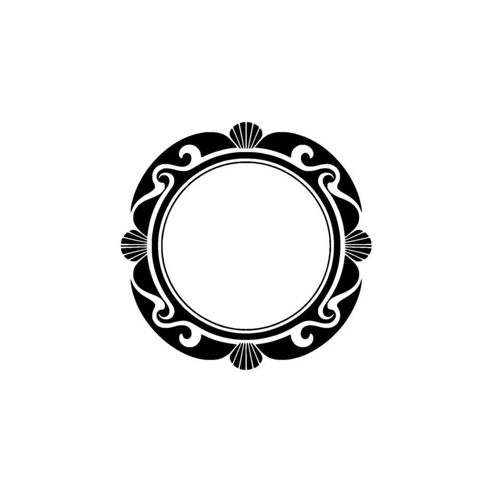 Elegant Art Deco Round Frame, Black White vector