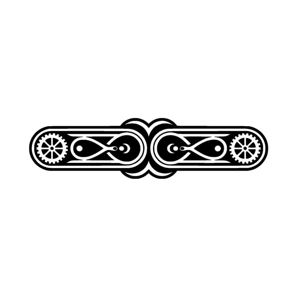 Ornamental Mechanical Element - Black and White, Geometric vector