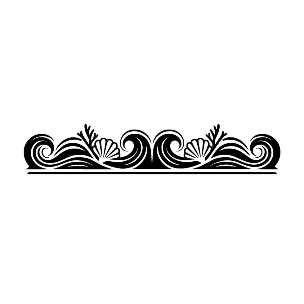 Elegant Ocean Wave Border with Shells and Coral vector