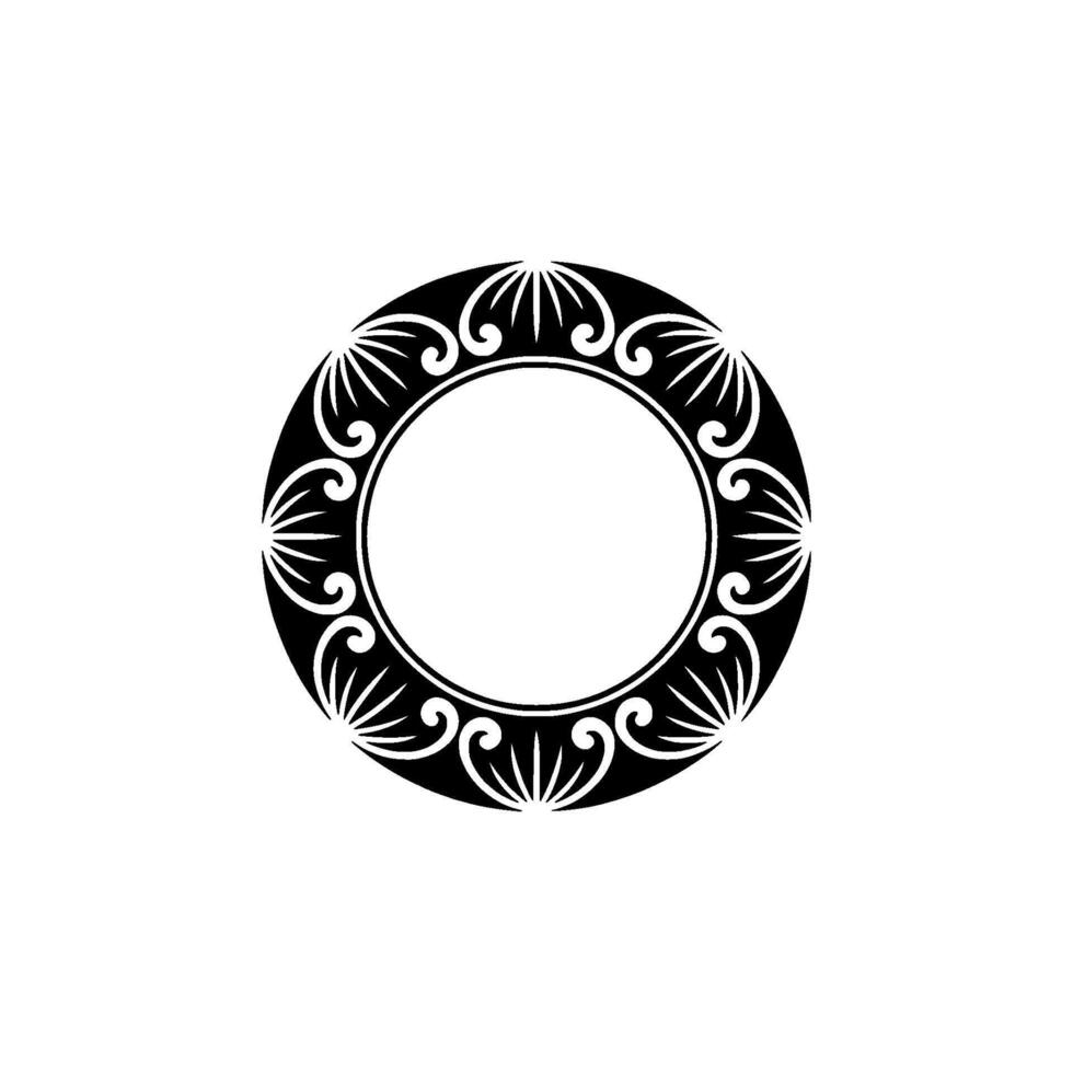 Black White Decorative Circular Frame Illustration on White Background vector