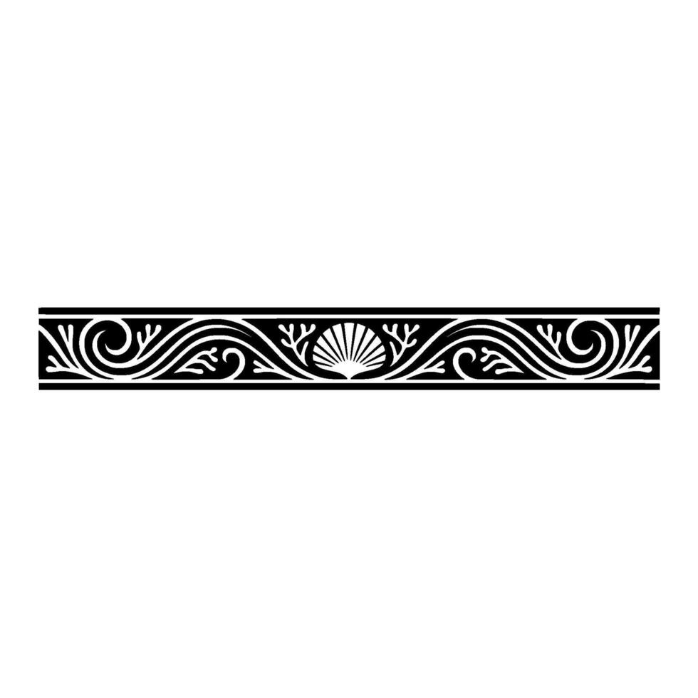Elegant Ocean-Themed Border, Black and White vector