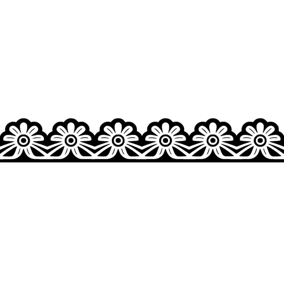 Decorative Floral Border , Black and White, Geometric Symmetry vector