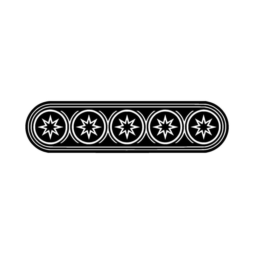 Ornate Black White Star Border on White Background vector