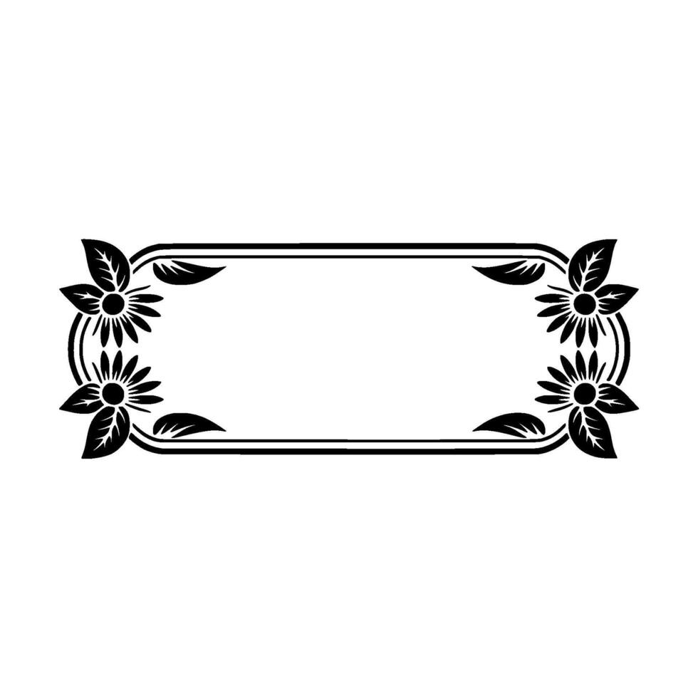Floral Frame Elegant Black White for Invitations vector