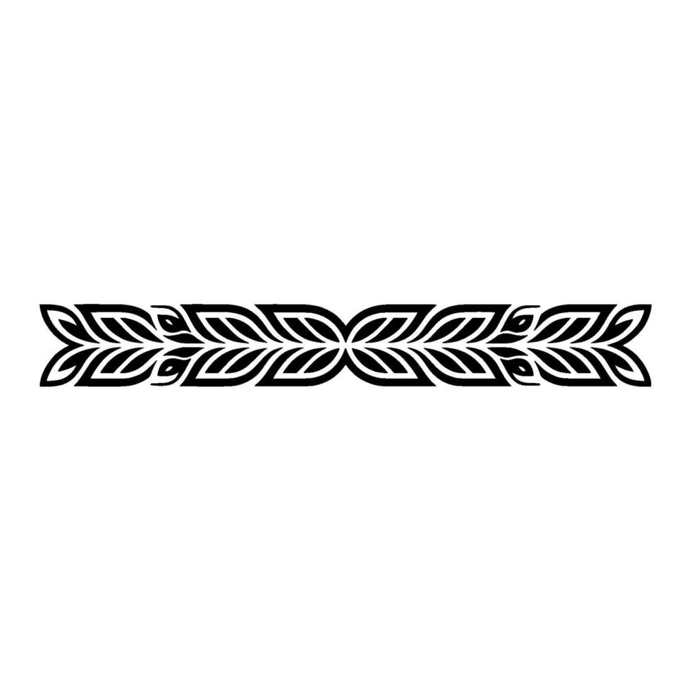Black Leaf Border on White Background, Geometric Decorative Element vector