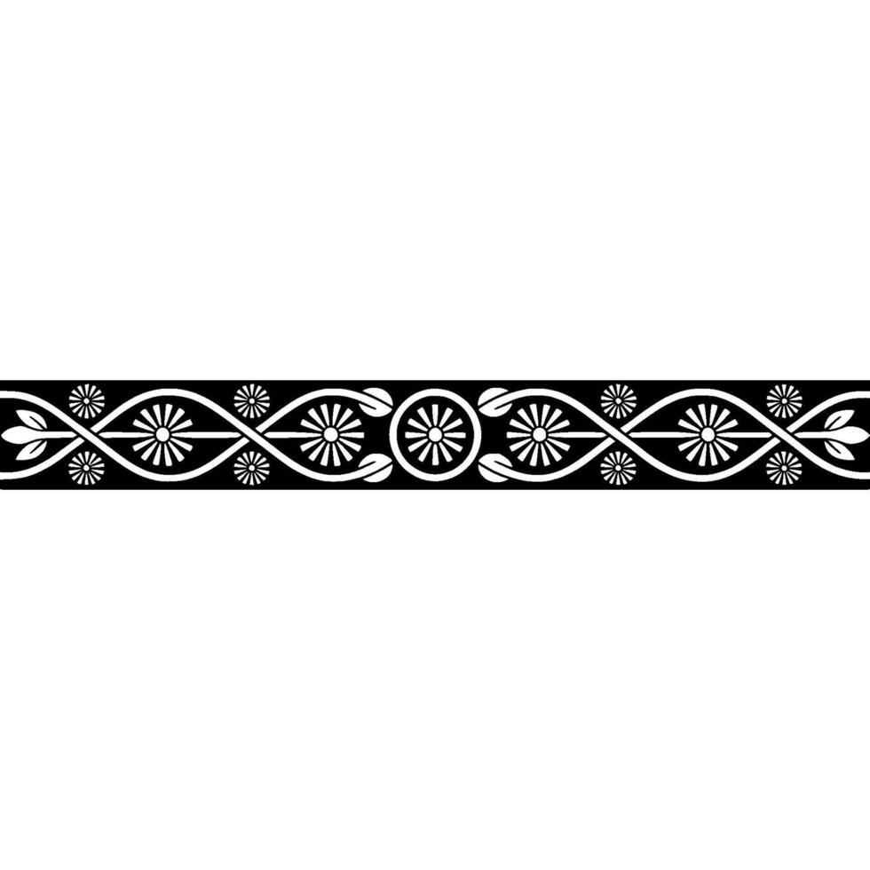 Ornate Floral Border Black and White Element vector