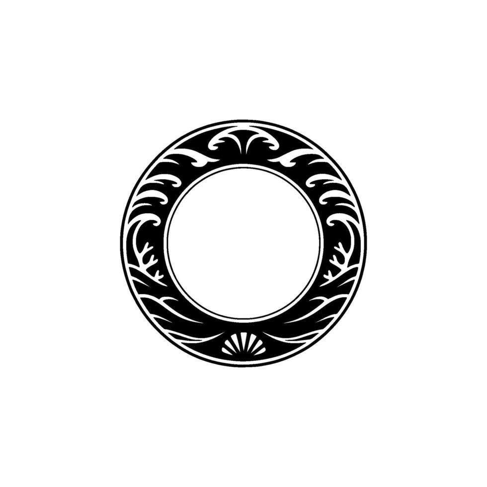 Elegant Black and White Ornate Circular Frame vector