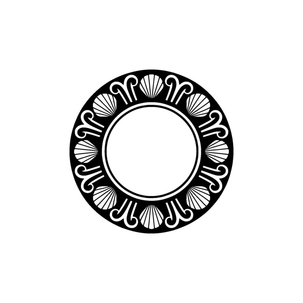 Circular Ornament with Shells Flourishes, Minimalist vector
