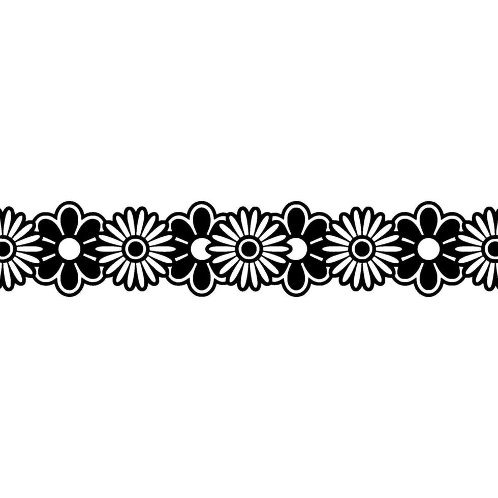 Daisy Chain Border Black and White Floral vector