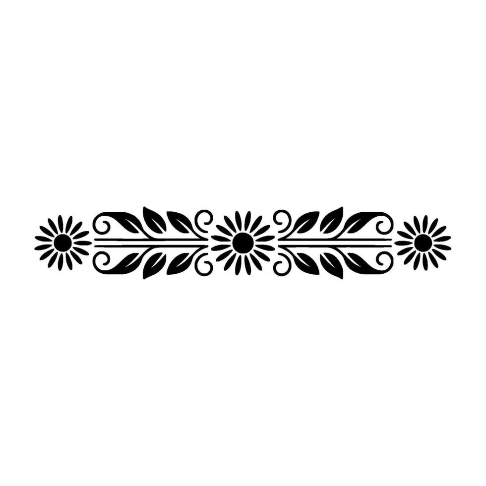 Elegant Floral Border Silhouette on White - Decorative vector