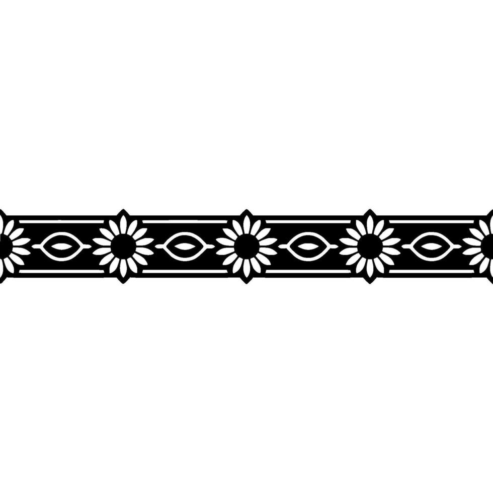 Black and White- Floral Border Element vector