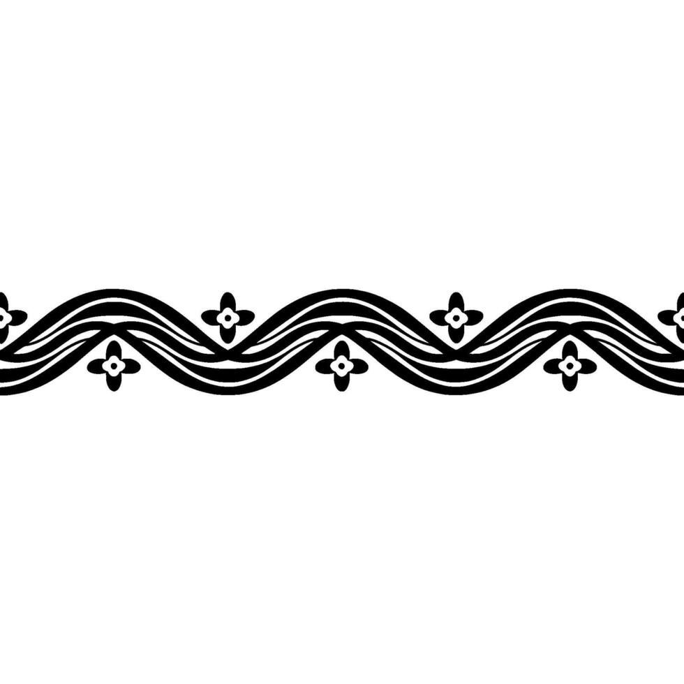 Black Floral Wave Border Element on Gradient Background vector