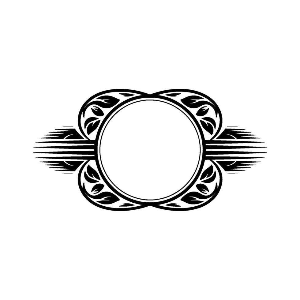 Elegant Floral Circle Frame , Black and White Ornament vector