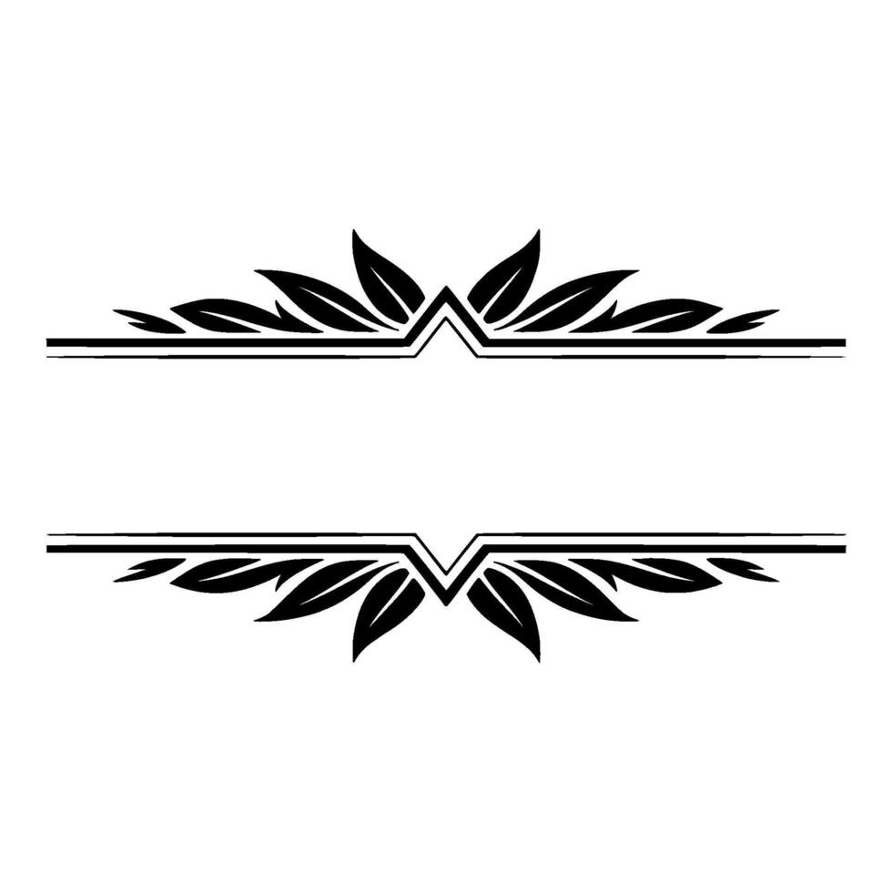 Elegant Floral Frame Divider in Black White, Illustration vector