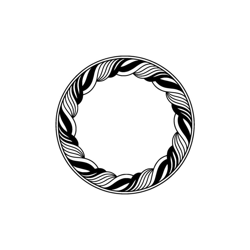 Elegant Braided Circle Frame, Black and White vector