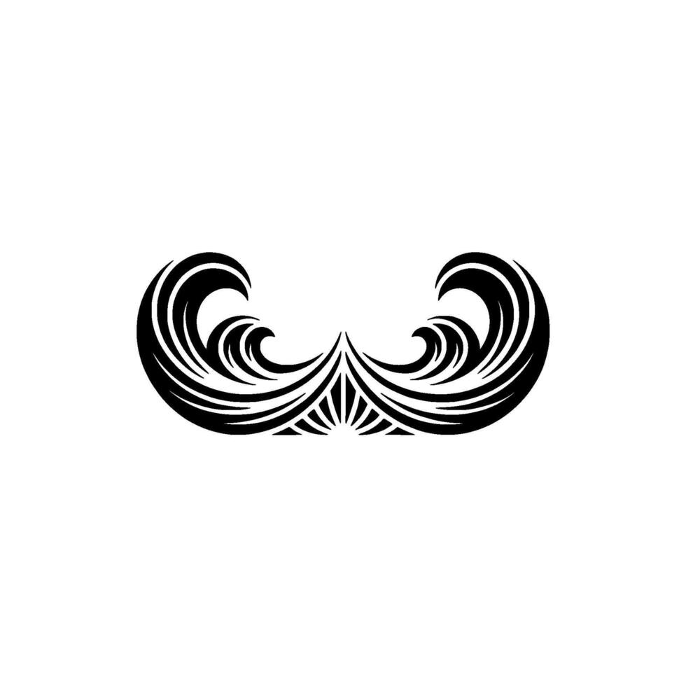 Stylized Wave Crest Silhouette, Elegant Black White Element vector