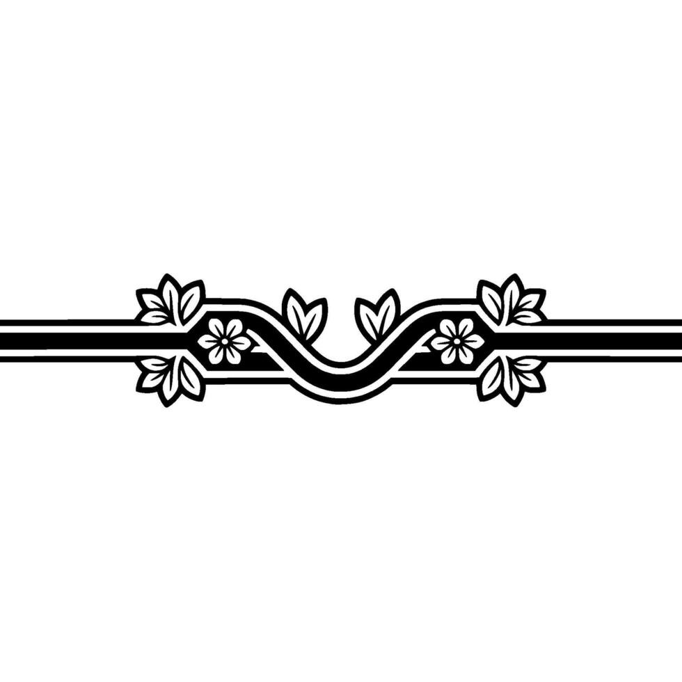 Elegant Floral Border, in- Black and- White vector