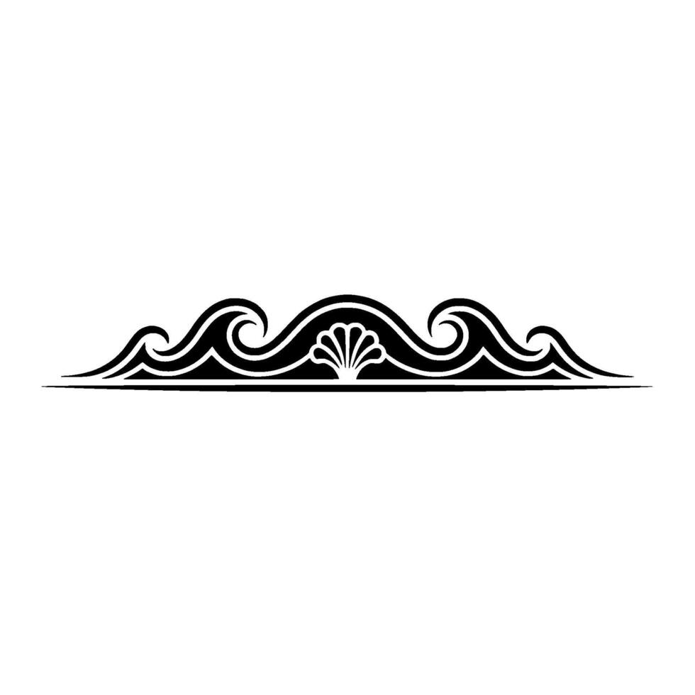 Elegant Wave Motif Border - Black White vector