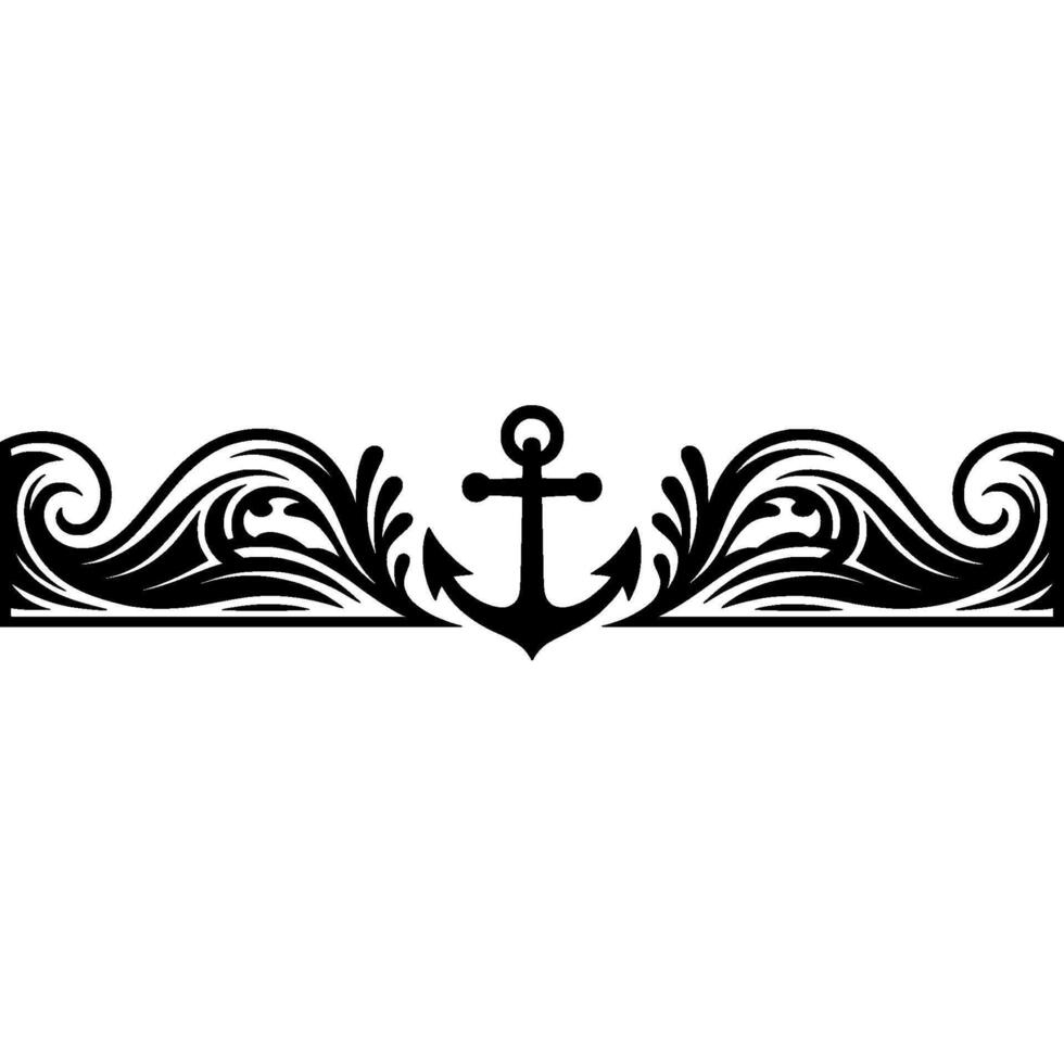 Decorative Anchor and Waves Illustration vector