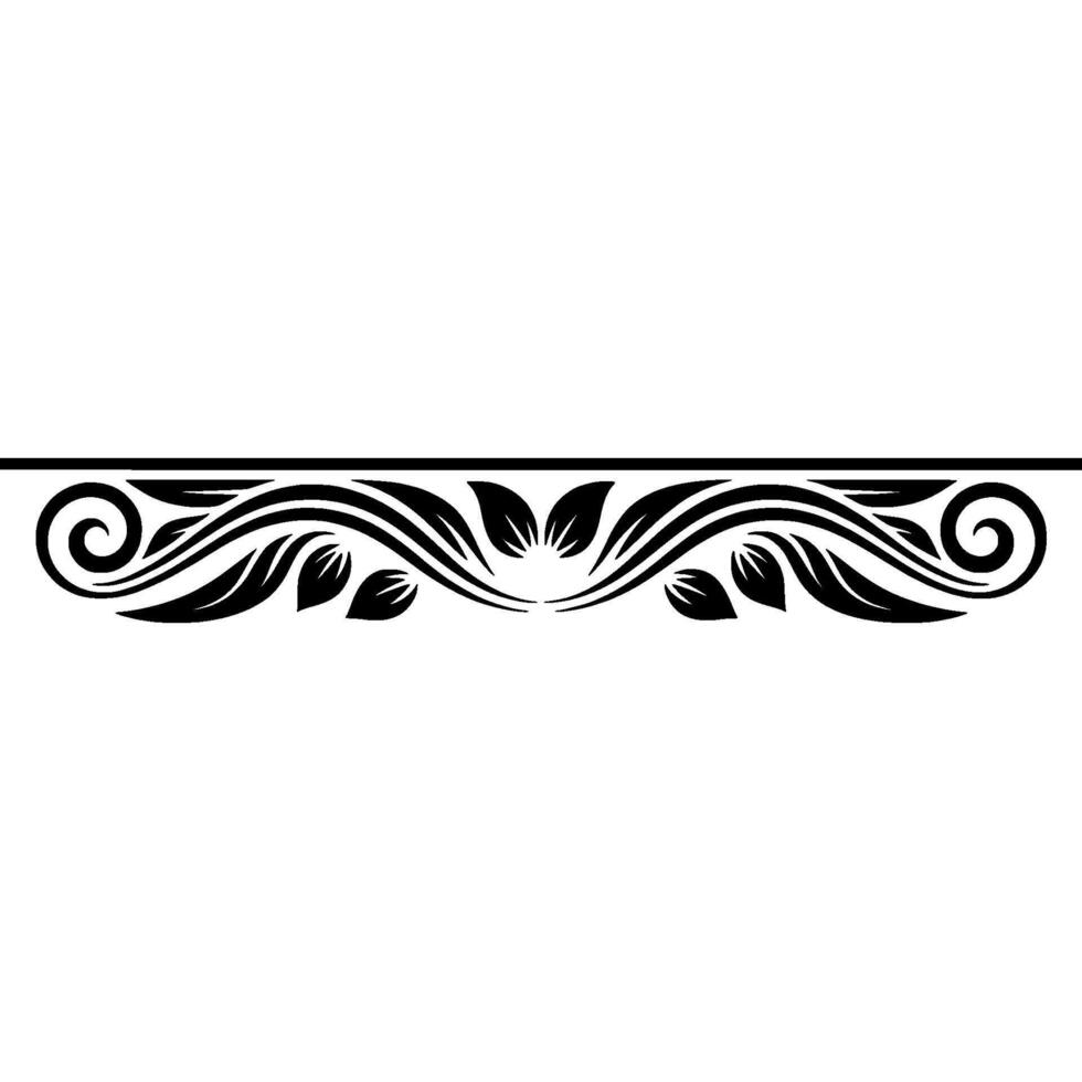 Elegant Floral Border with Leaves and Swirls, Minimalist vector