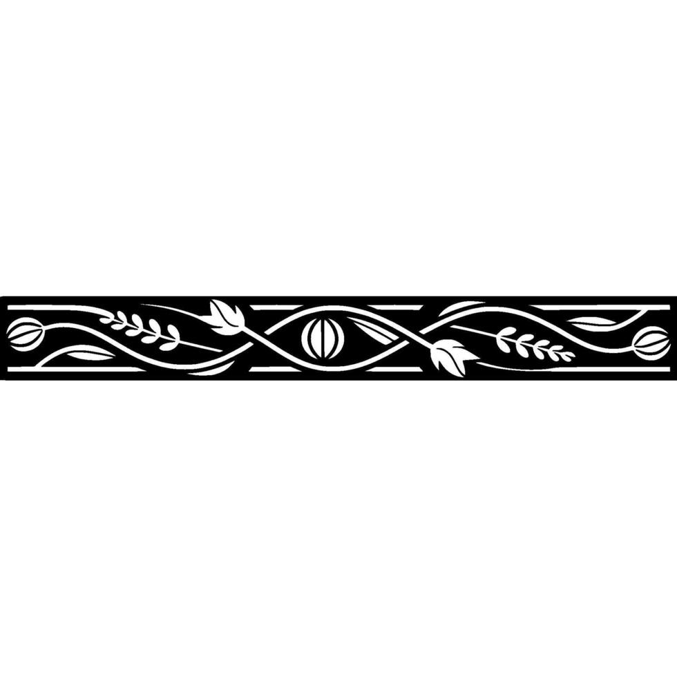 Elegant Art Deco, Floral Border on White Background vector