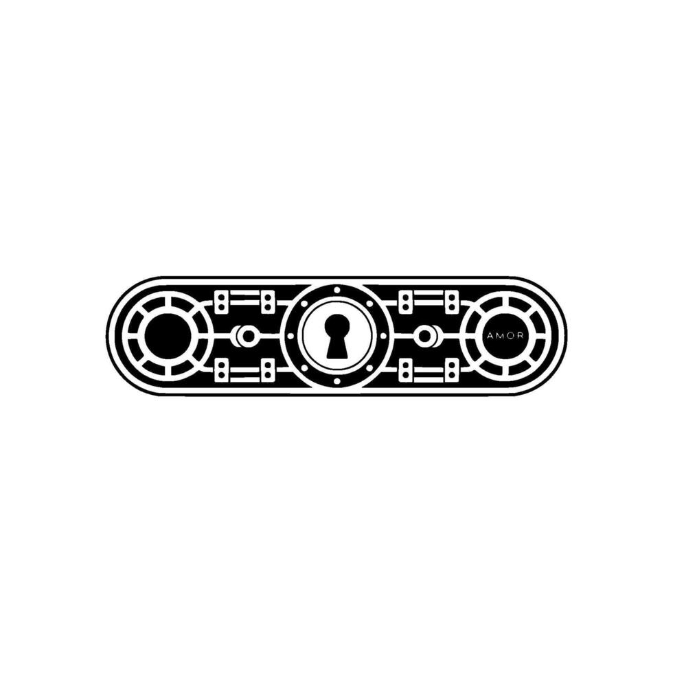 Geometric Lock with AMOR - Black White Abstract vector