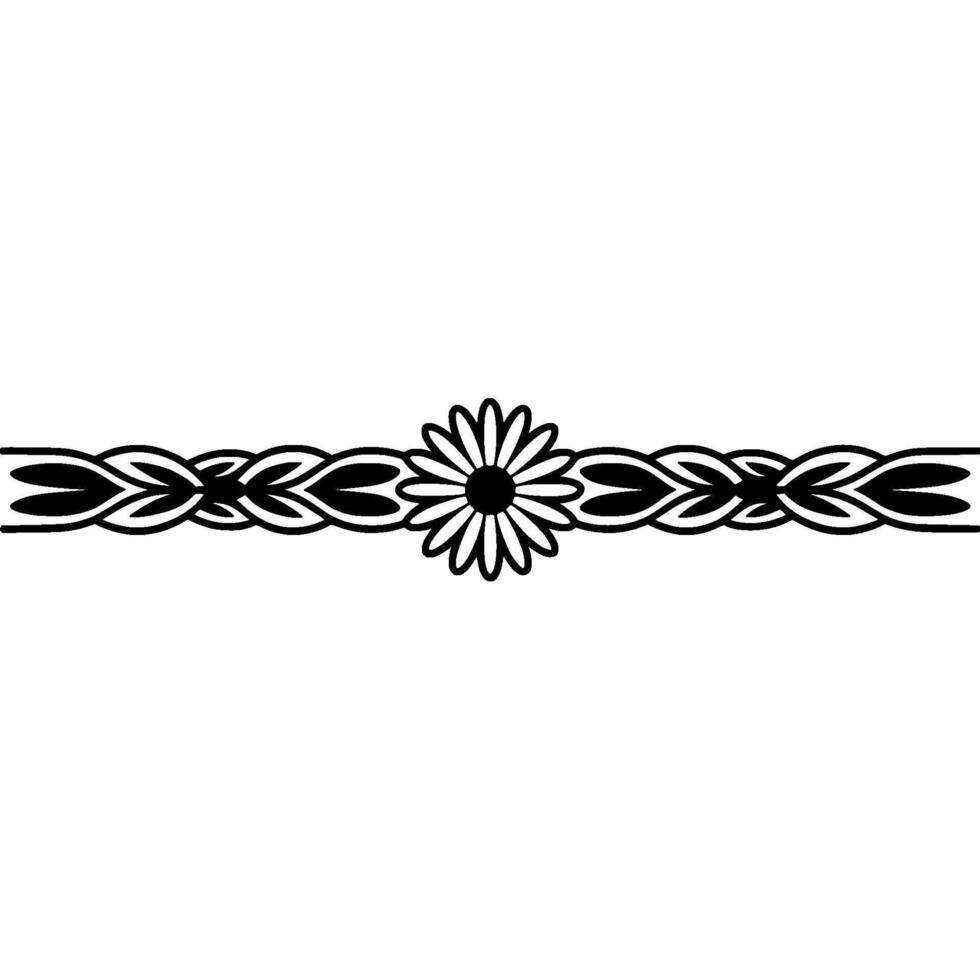 Daisy Floral Border, Elegant Black White Element vector