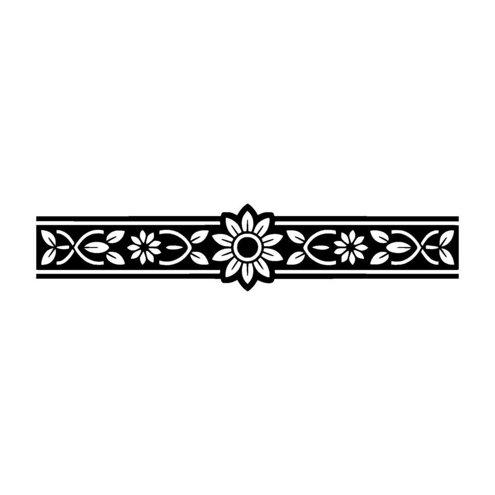 Ornate Floral Border - Black and White Pattern, Minimalist vector