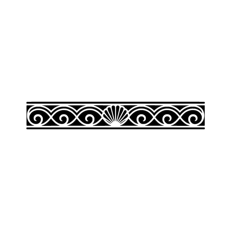 Elegant Black White Greek Key Border with Shell Motif vector