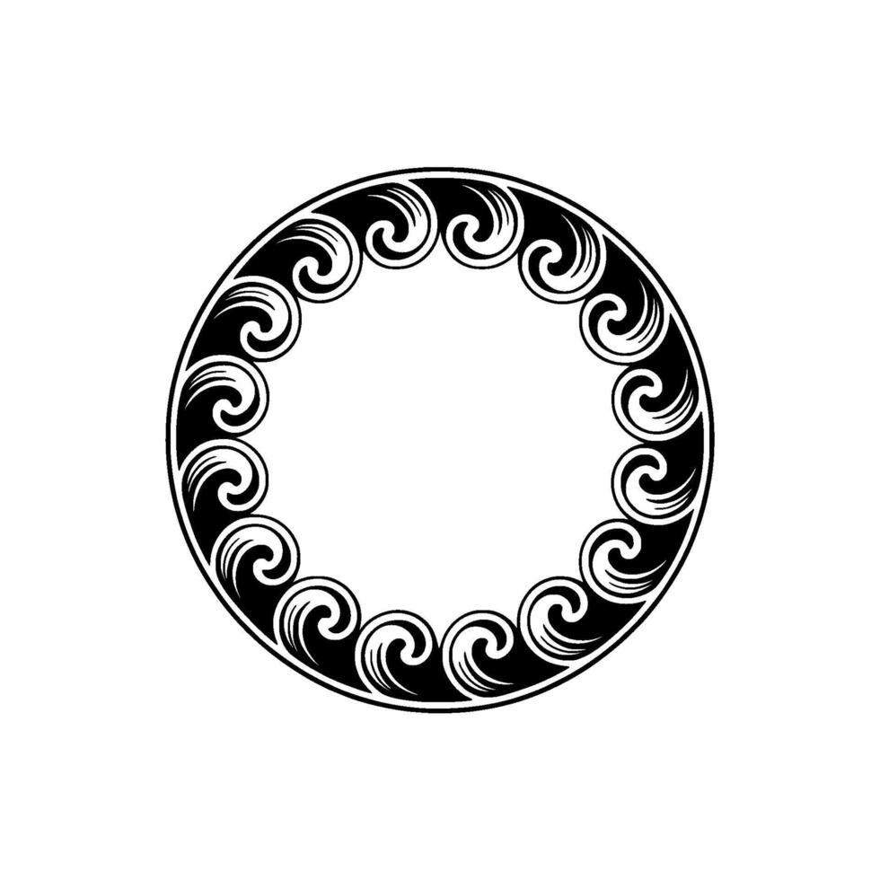 Elegant Black White Swirl Frame Decorative Circle vector