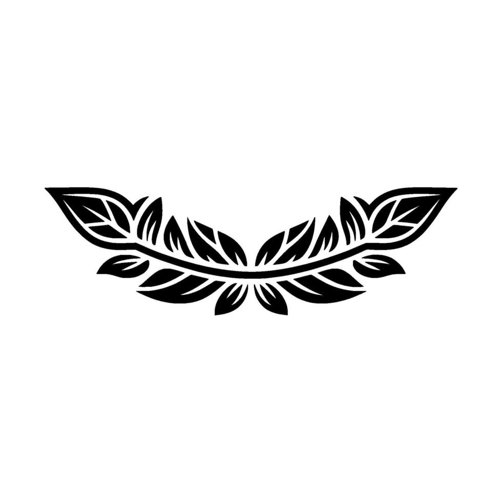 Black Leaf Swirl Element on Cream Background vector