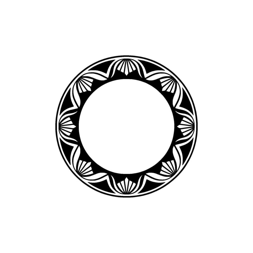 Geometric Art Deco Circle Frame Elegant Black White for Invitations, Logos vector