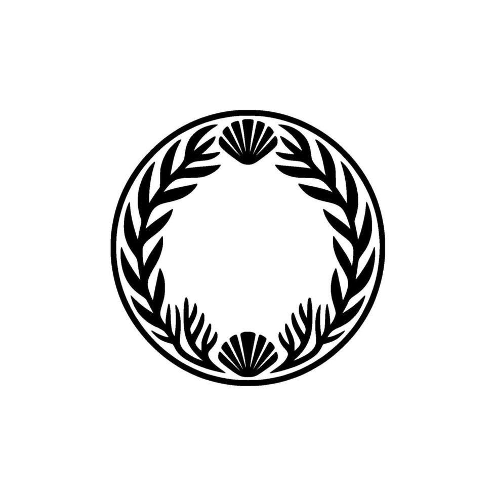 Elegant Minimalist Wreath with Shells and Leaves, Illustration vector